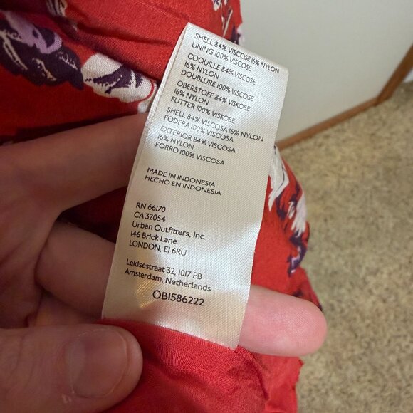 Anthropologie Maeve Red Floral Puff Sleeve Midi Dress - Picture 13 of 16